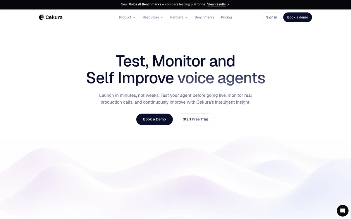 Cekura automated QA homepage for voice and chat AI agents