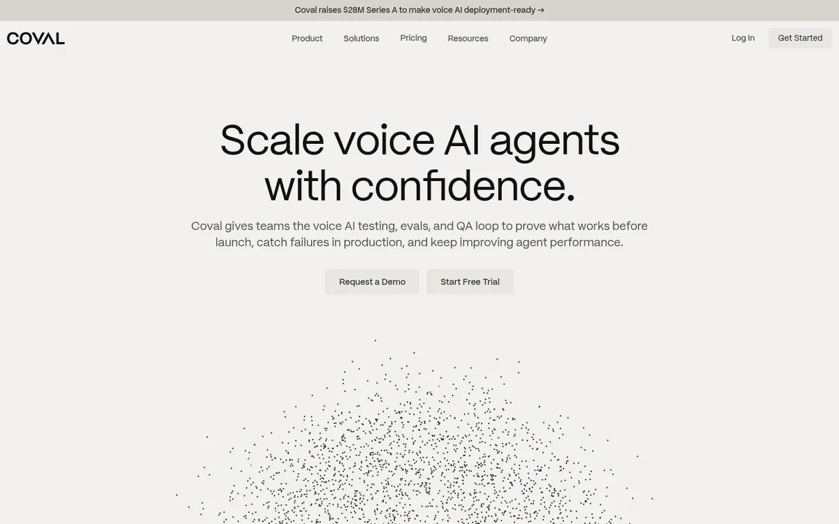 Coval voice AI testing and evaluation homepage