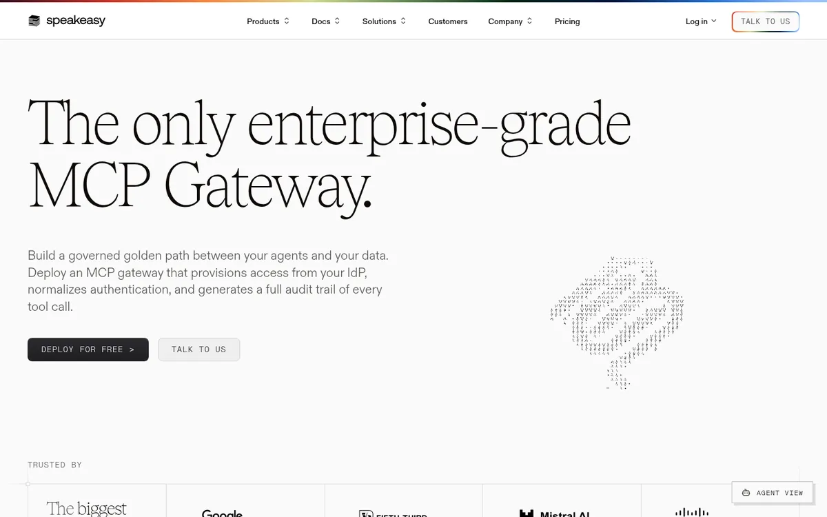 Speakeasy MCP Gateway product page for governed agent tool access